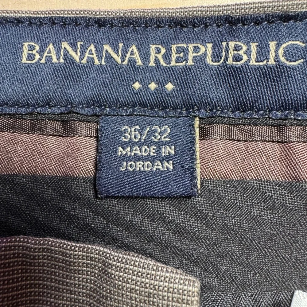 Banana Republic Dress Pants 36x32 Mens Taupe Brown Micro Check Straight‎ Slacks